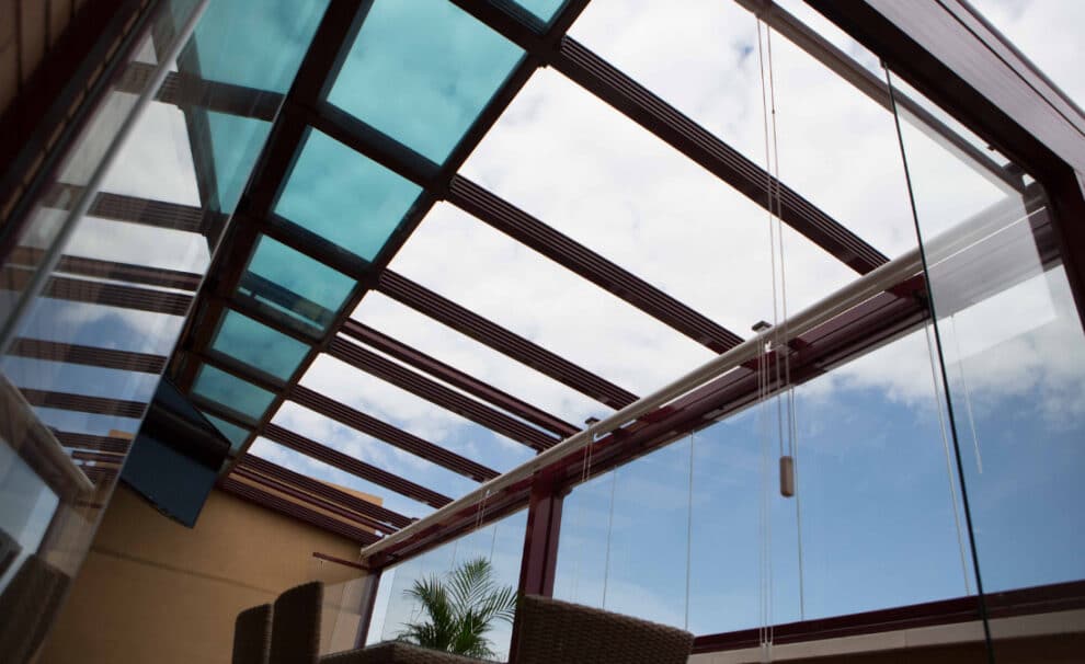 techo de cristal plegable