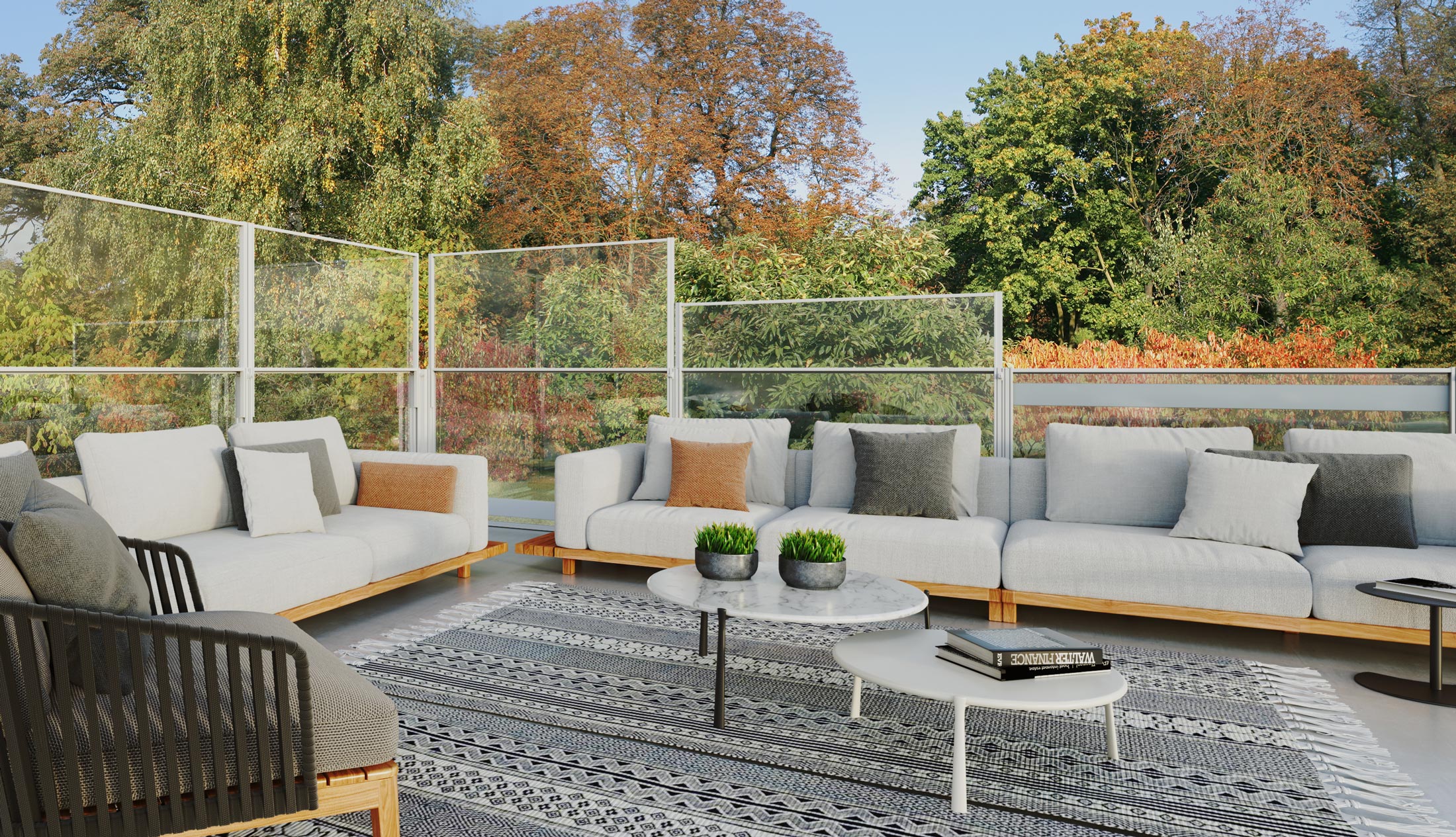 terraza kauma mampara de cristal