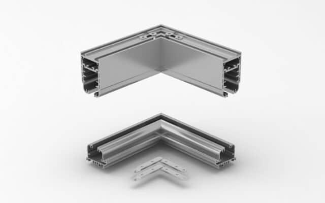 conexiones angulares cortina cristal