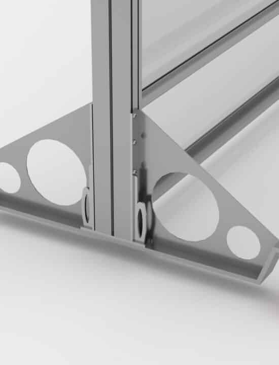 soporte con ruedas para mampara de cristal